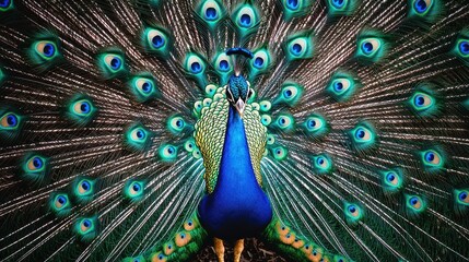 Fototapeta premium Peacock Feathers Display Bird of Paradise Colorful Plumage