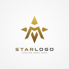 Obraz premium M Star Logo design, Modern Letter M with Star Combination, vector Illustration