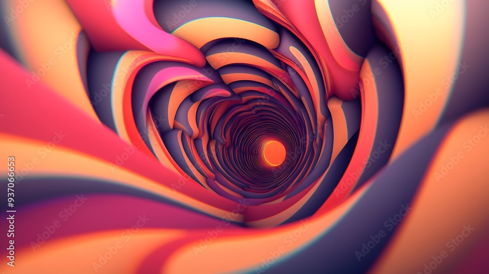 Poster 11. vibrant, swirling curves creating a hypnotic 3d pattern against an empty backdrop
