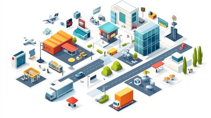 Obraz premium Modern Isometric Illustrations: Flat Design for Architectural & Technical Graphics