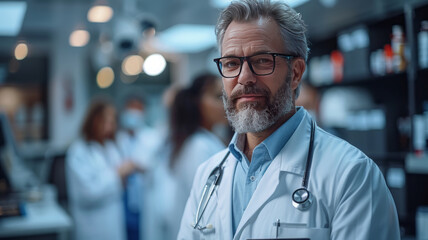 Obraz premium Scrolling list of several doctors profiles on a webpage, vertical, super clean minimalistic design.