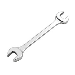 A shiny metal wrench isolated on a black background.  This wrench is perfect for DIY projects, repairs, and more.