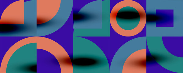 Obraz premium Neo memphis geometric pattern with circles, squares. Pop art abstract background for covers, banners, flyers and posters and other templates