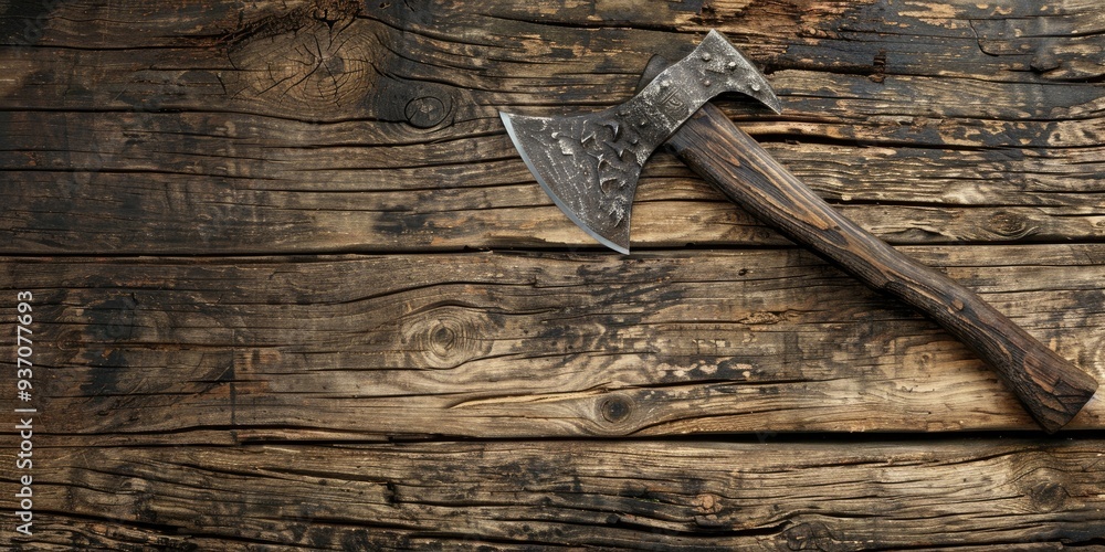 Wall mural Heavy Axe Embedded in Timber