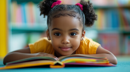 Community-Focused International Literacy Day Event Featuring a Playful Young Reader and Educational Activities
