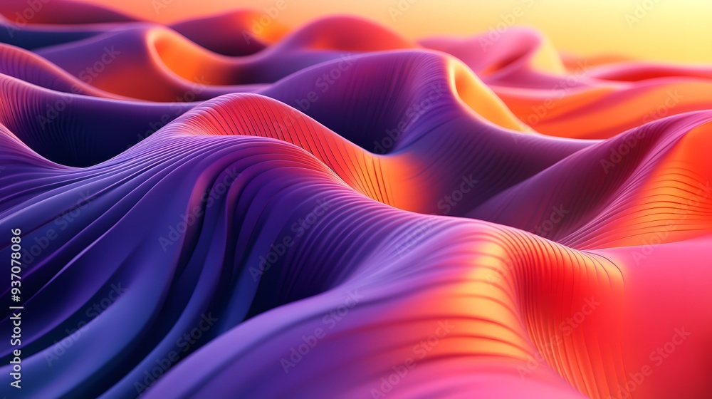 Poster 113. colorful, flowing waveforms in a gradient of colors creating a stunning 3d visual