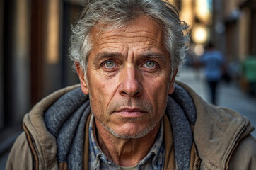 portrait of a senior person with wide, innocent eyes