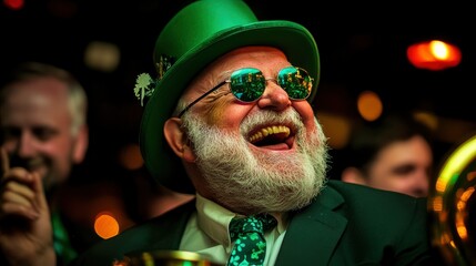Happy Man in Green Hat at a Party