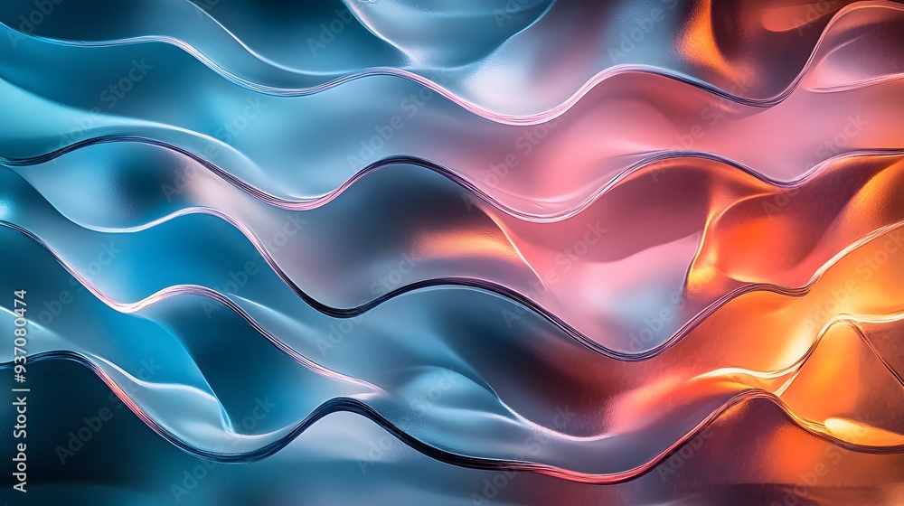 Poster 116. bright, abstract wave patterns creating a mesmerizing 3d effect on a clear surface