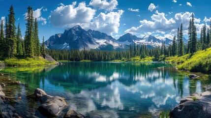 Mountain Lake Wallpaper HD 4K , ai