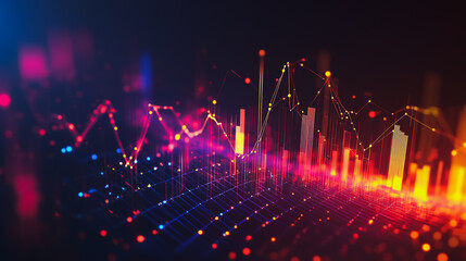 charts and graphs with statistics to analyze business potential and forecast future development of companies growth.