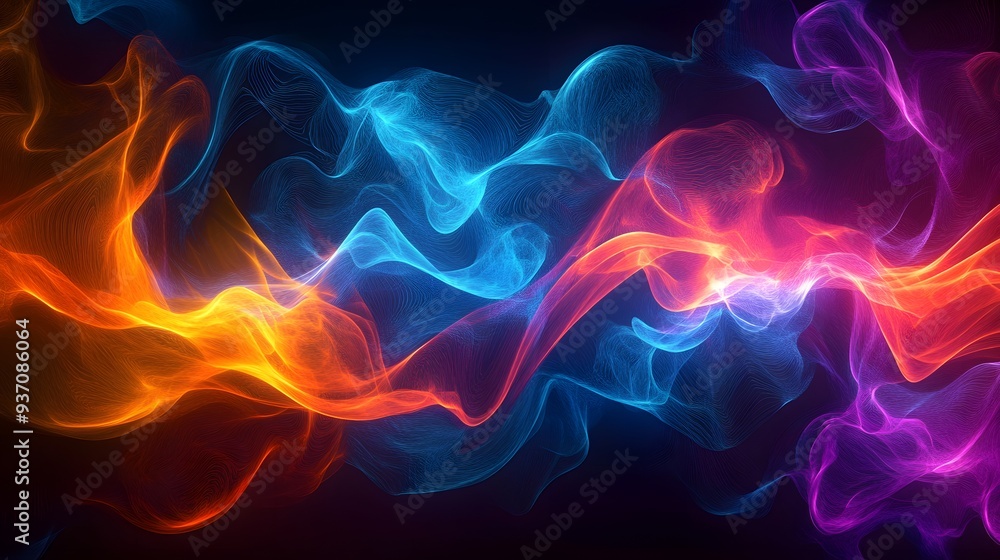 Aufkleber 107. dynamic, radiant wave patterns in vivid hues creating a stunning visual effect