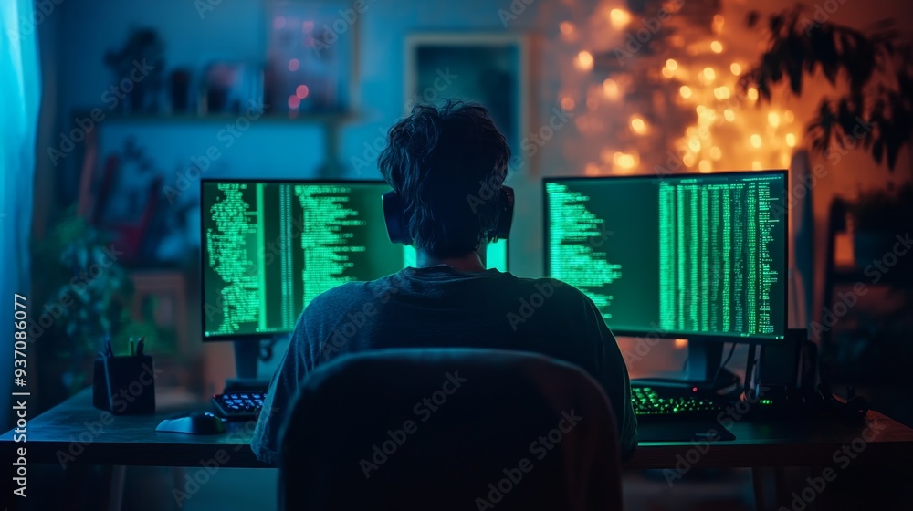 Poster hacker at work.