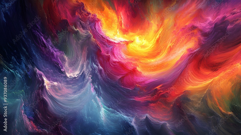 Aufkleber 107. dynamic, radiant wave patterns in vivid hues creating a stunning visual effect