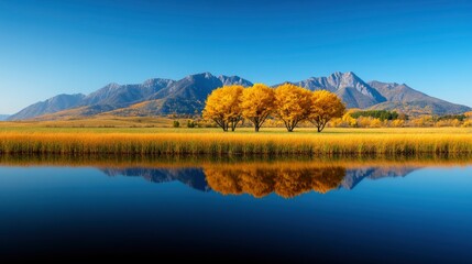 Autumn Reflections in a Mountain Valley