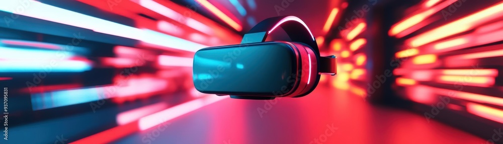 Poster 23 A 3D search bar floating through a virtual reality environment, representing immersive search experiences