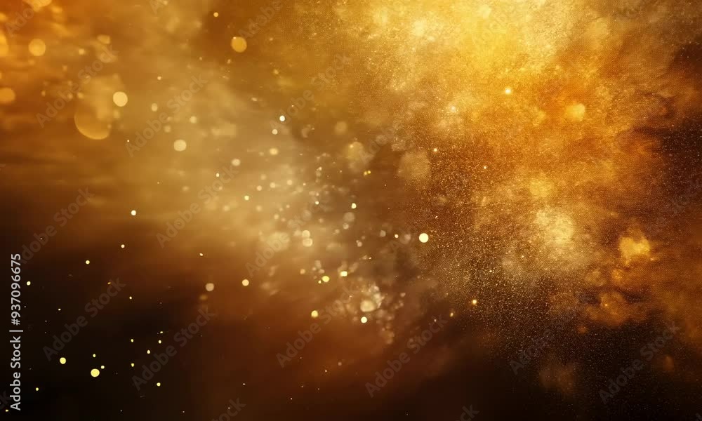 Poster abstract golden bokeh background with bright sparkling lights