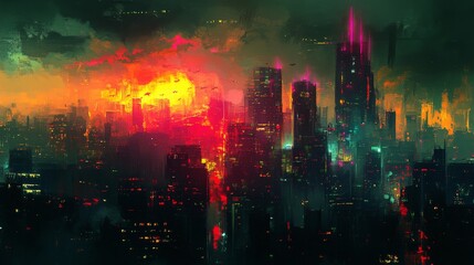 Fototapeta premium Cityscape at Sunset.