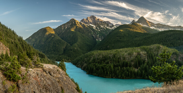 Panorama of Diablo Lake And Colonial Peak
