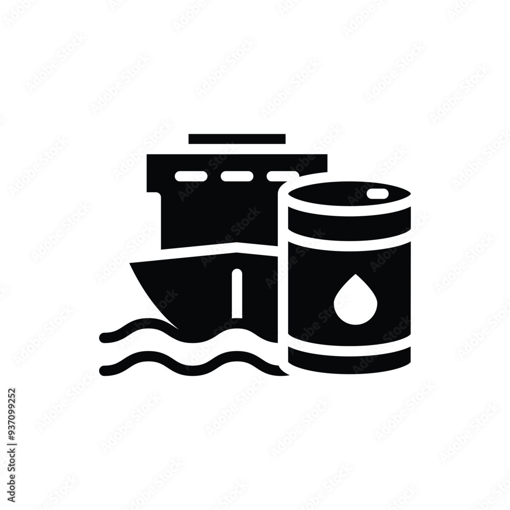 Poster tanker ship solid icon vector design good for web or mobile app