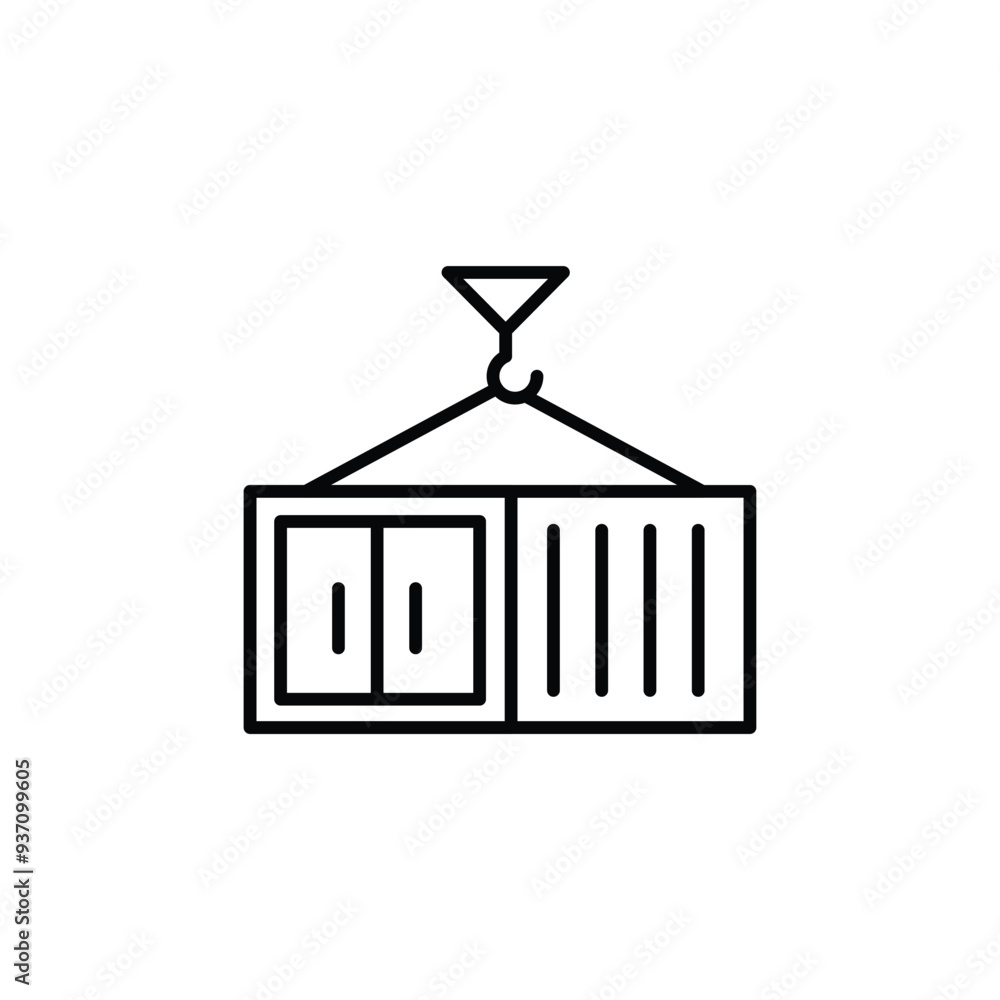 Poster crane container thin outline icon vector design good for web or mobile app