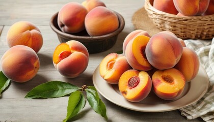  Freshly picked peaches ready to be enjoyed