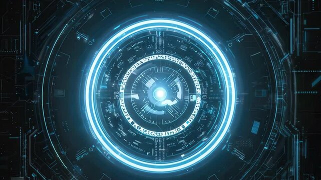 Futuristic digital portal with glowing elements and intricate patterns, representing advanced technology and innovation.