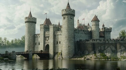 A Majestic Stone Castle on a Tranquil Lake