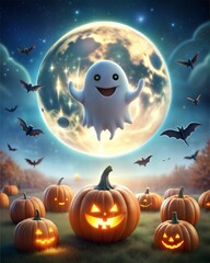 Fototapeta premium halloween pumpkin with scary background