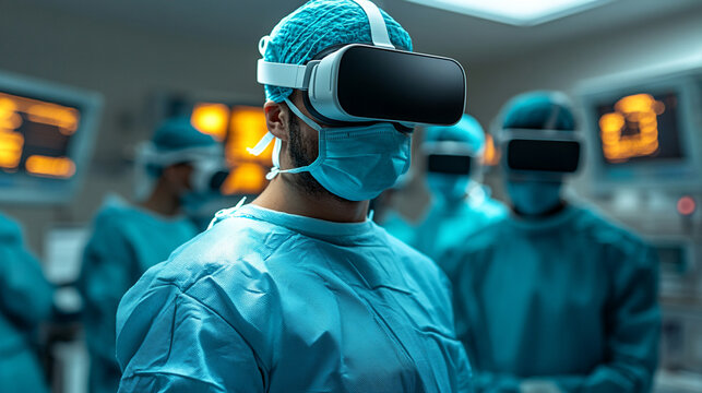 medical professional in a sleek surgical outfit uses virtual reality technology for advanced procedures, highlighting innovation and precision in modern medicine