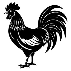 Rooster isolated vector silhouette illustration on a white background