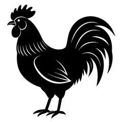 Rooster isolated vector silhouette illustration on a white background