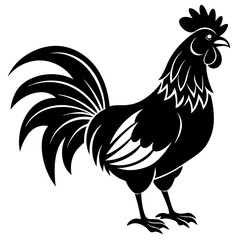 Rooster isolated vector silhouette illustration on a white background