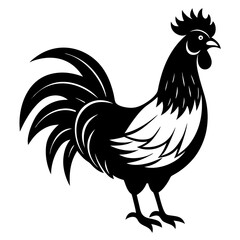 Rooster isolated vector silhouette illustration on a white background