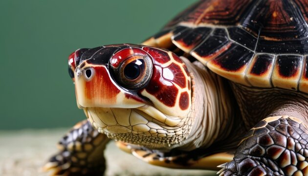  Closeup of a vibrant turtle with striking patterns