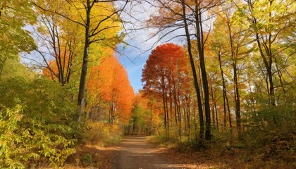Fototapeta premium Autumns vibrant path through the woods