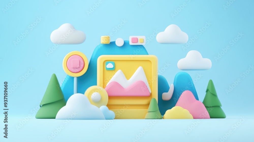 Poster explore vibrant 3d flat illustrations of browser settings to enhance your digital environment with p