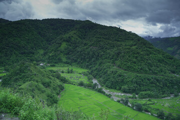 landscape with hills and clouds