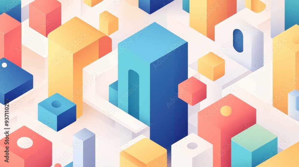 Poster experience the fusion of modern art with vibrant vector shapes and playful textures in this abstract