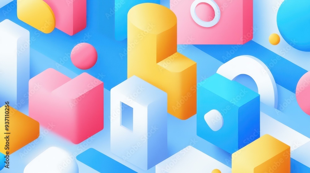 Poster experience the fusion of modern art with vibrant vector shapes and playful textures in this abstract