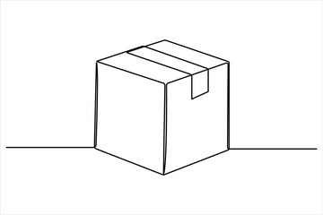 Carton box continuous one line drawing concept