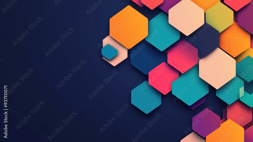 Poster discover a striking hexagonal design that combines modern tech and playful textures for an eyecatchi