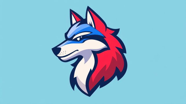 recommend clip art: Explore a vibrant flat illustration showcasing a stylized wolf head, blending modern art with playful cartoon textures.
