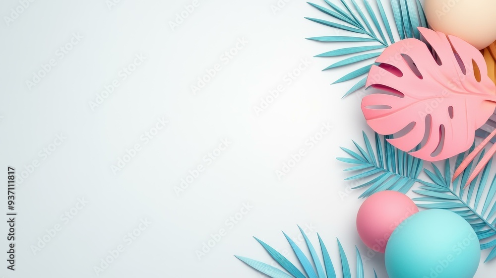 Poster soft pastel shades on a white backdrop create a calming atmosphere, perfect for both digital and pri