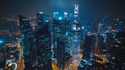 Obraz premium Smart digital city with connection network reciprocity over the cityscape . Concept of future smart wireless digital city and social media networking systems that connects people within the city