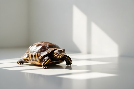 A common box turtle with its brown carapace