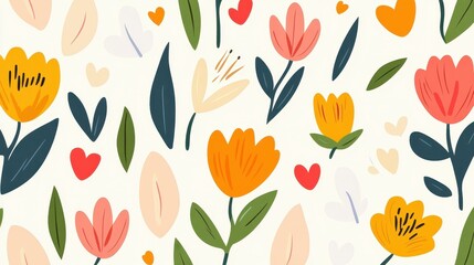 Obraz premium Brighten your home with this fresh Easter floral illustration, perfect for a festive vibe that welcomes spring cheer