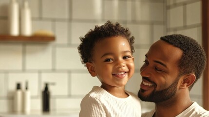 Happy Black Father and Son