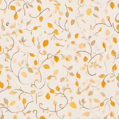 Autumn-themed seamless pattern with orange leaves on a light background 가을 테마의 밝은 배경에 잎이 있는 패턴