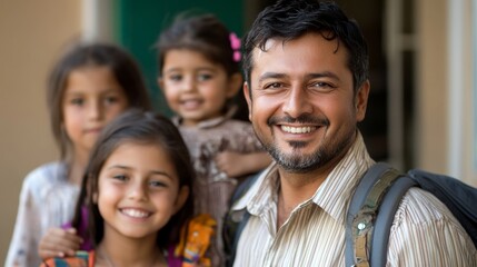 Smiling Father with Three